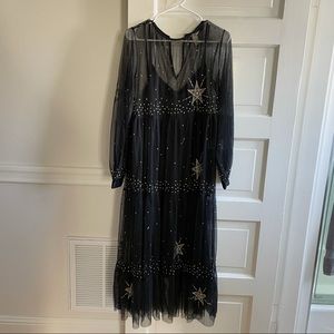 H&M Embroidered Stars Mesh Dress